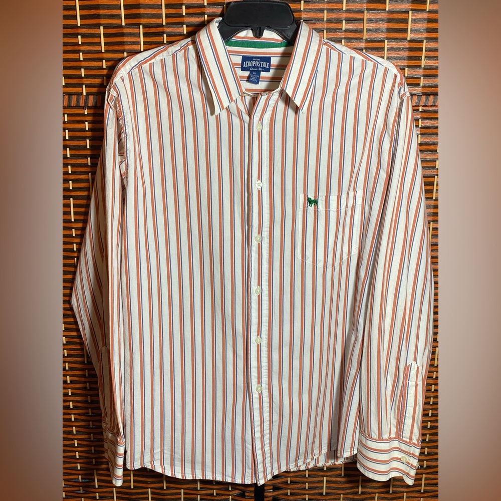 Aéropostale Men’s Striped Button-Down Shirt | XL | 100% Cotton | Like New